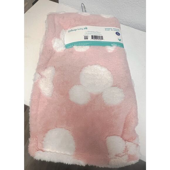 Disney Baby Girl Blanket Minnie Mouse  Pink Polka Dot Sherpa Plush Fleece NEW - Picture 3 of 5